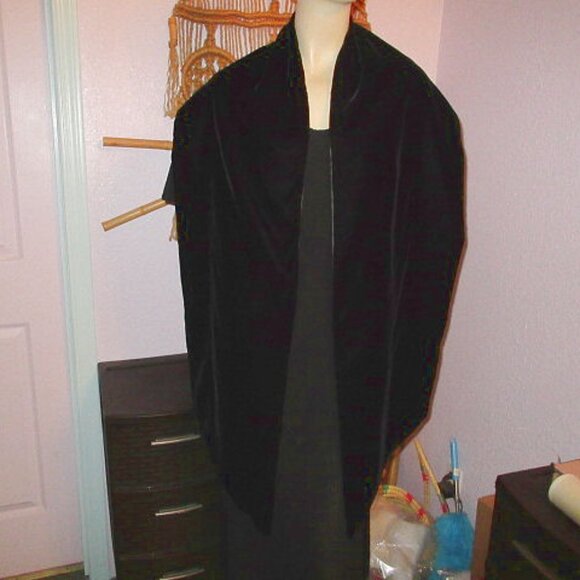 Vtg Velvet Stole Wrap Scarf Witchy Black Widow Vampire Steampunk Whimsigoth 50s - Picture 1 of 11